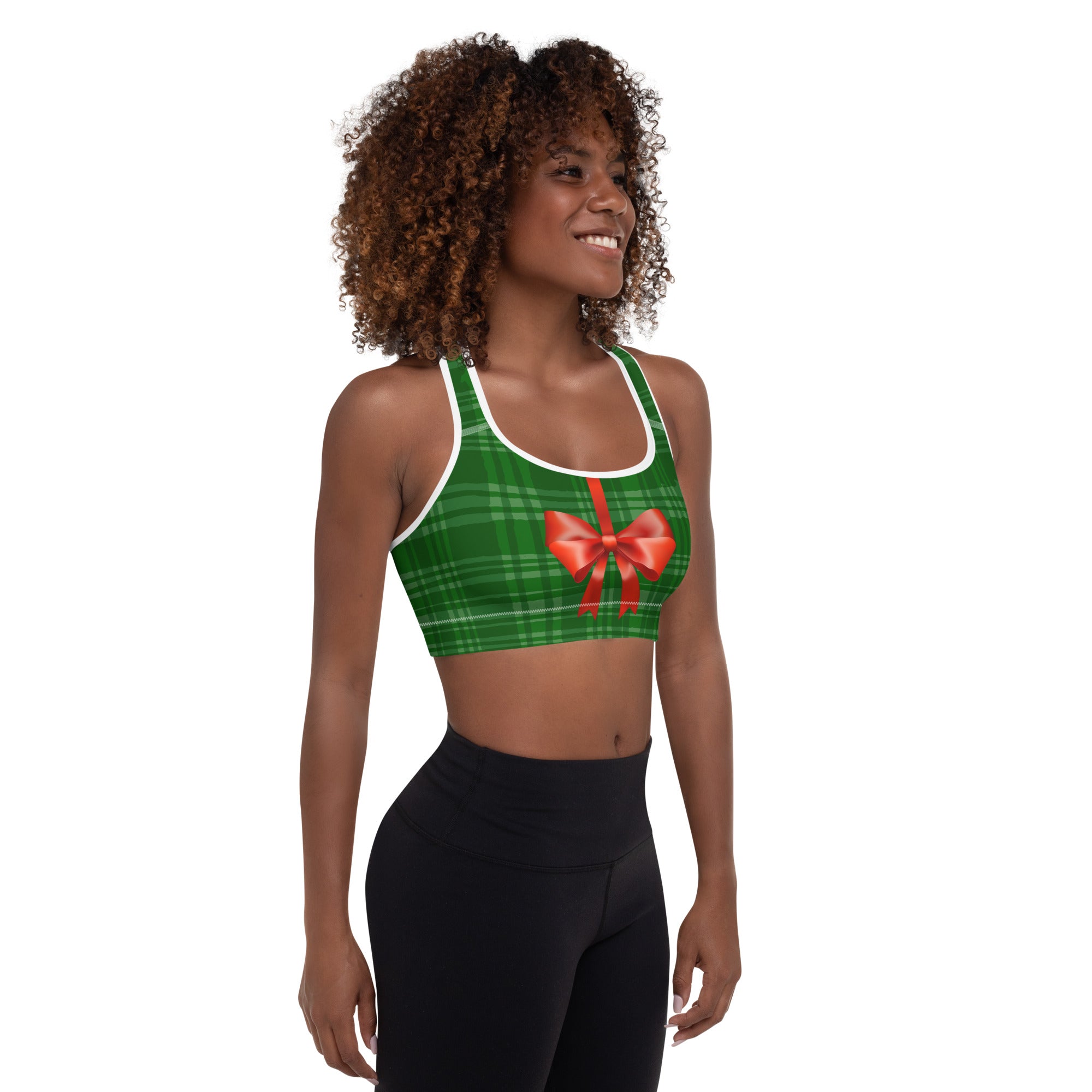 Hanging Christmas Bow Sports Bra